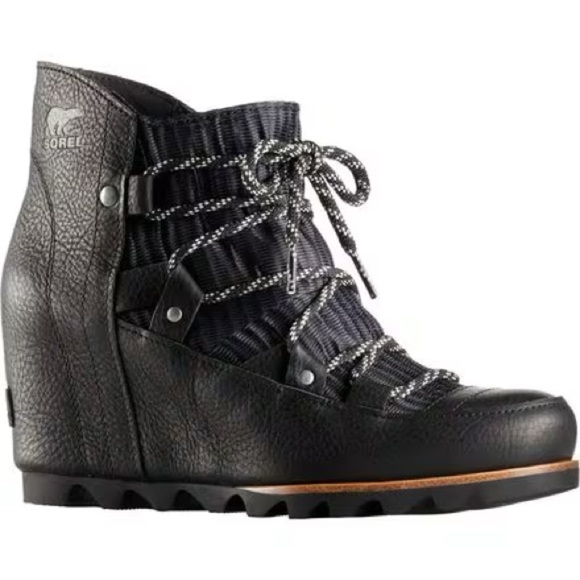 Sorel Sandy Wedge Boot Black size 6.5 - Picture 1 of 10